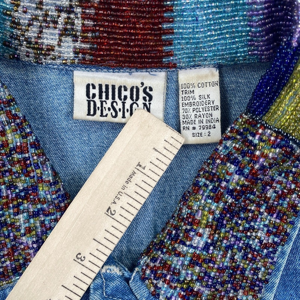 Chico's Silk Embroidery Sequins Patchwork Design … - image 3